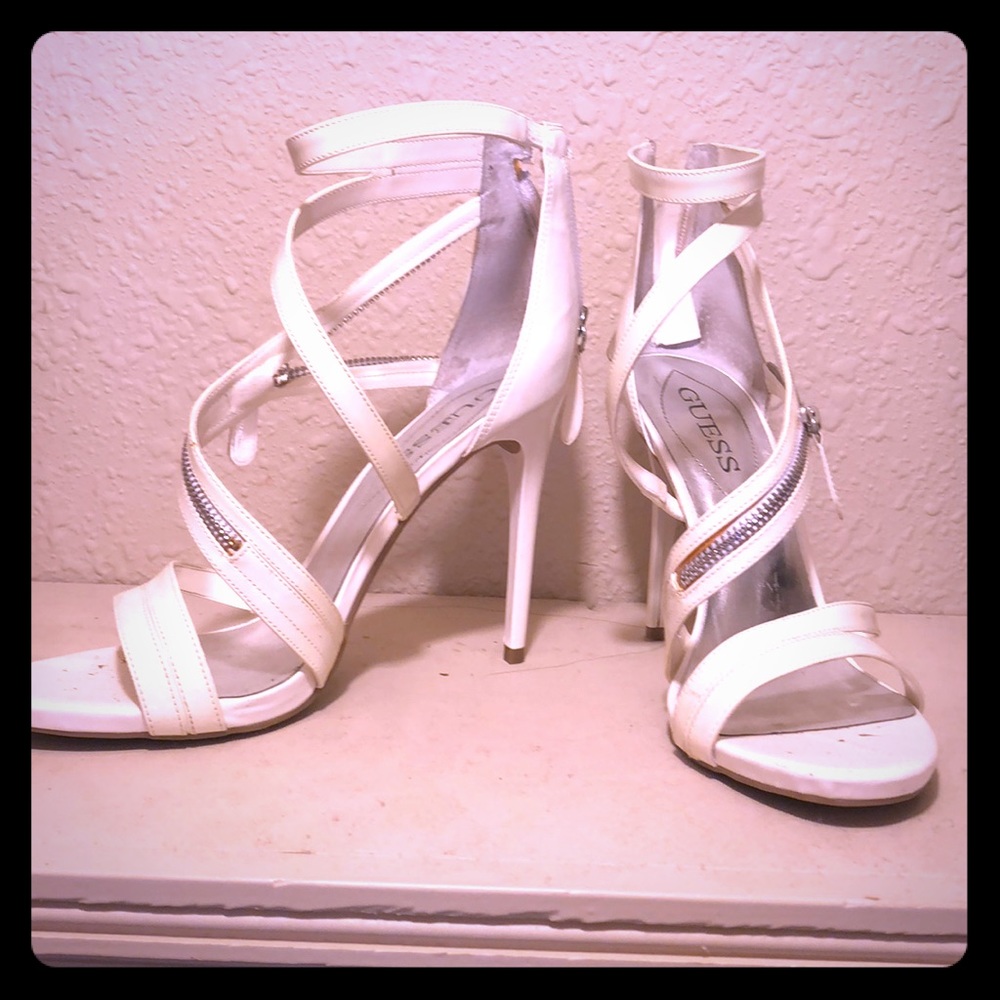 White strappy heels